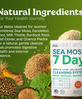 Atlantic Naturals Sea Moss 7 Day Detox Liver Gallbladder and Kidney Cleanse Support with Dandelion Root Milk Thistle Burdock Root Red Clover Chanca Piedra Pineapple Flavor Drink Mix (14 oz)