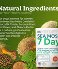 Atlantic Naturals Sea Moss 7 Day Detox Liver Gallbladder & Kidney Cleanse - Support With Dandelion Root Milk Thistle Burdock Root Red Clover Chanca Piedra - Pineapple Flavor Drink Mix (14 Oz)