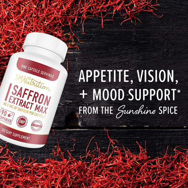 Saffron Supplement 88.5mg (90 Capsules) 100% Saffron Extract Appetite Suppressant for Men & Women*; Weight Loss, Appetite Control, Hunger Suppression & Vision Health*