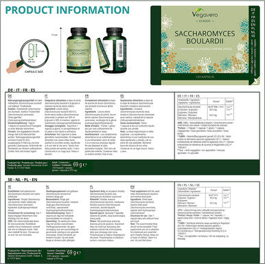 Saccharomyces Boulardii VegaveroÃƒâ€šÃ‚Â® | 6 Billion CFU per Capsule | with MOS | 120 Vegan Capsules (4 Month Supply) | NO Additives | Probiotic Yeast Supplement | Combined with Brewer's Yeast