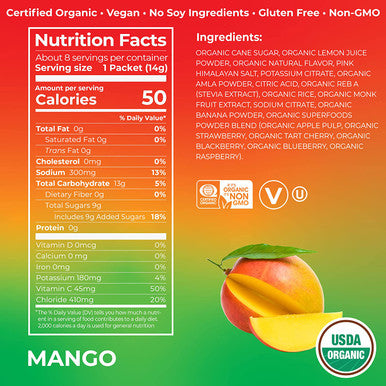 Orgain Organic 21g PlantBased Protein Powder Vanilla 10 Count Orgain Organic Hydration Powder with Electrolytes Superfoods Mango 8 Count Vegan Travel Packets