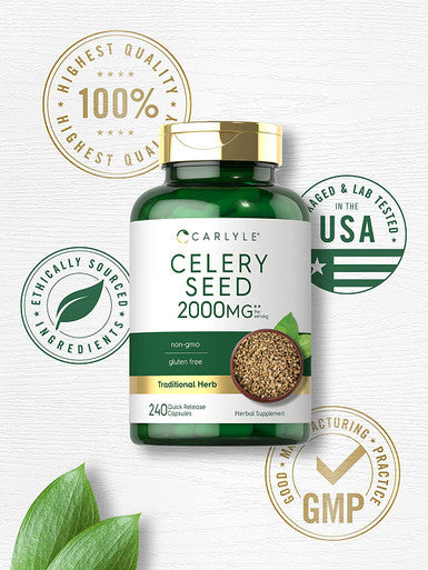 Carlyle Celery Seed Extract Capsules | 2000Mg | 240 Count | Non-Gmo And Gluten Free Formula | Traditional Herb Supplement