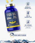 Fish Oil 3000Mg | 900Mg Omega 3 | 200 Softgels | Lemon Flavor | Non-Gmo And Gluten Free Supplement