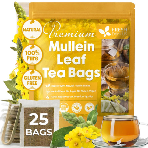 FreshDrinkUS, Premium 75 Mulberry Leaf Tea Bags, 100% Natural & Pure from Mulberry Leaves. Loose Leaf Herbal Tea. Made with Natural Material Tea Bags. No Sugar, No Caffeine, No Gluten, Vegan.