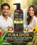 PURA D'OR Advanced Therapy Conditioner For Increased Moisture, Strength, Volume & Texture, No Sulfates, Contains Argan Oil & Biotin, All Hair Types, Men & Women, 16 Oz