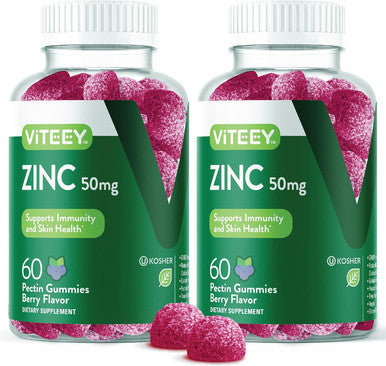 Zinc Gummies Adult & Teens - 50Mg - Immune Health Support & Antioxidant Support - Vitamin Zinc Supplement - Vegan, Gelatin Free, Gmo - Tasty Chewable Berry Flavored Gummy