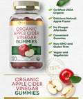 Carlyle Organic Apple Cider Vinegar Gummies | 120 Count | USDA Certified Organic | Vegan, Non-GMO & Gluten-Free ACV Gummies | Natural Apple Flavor