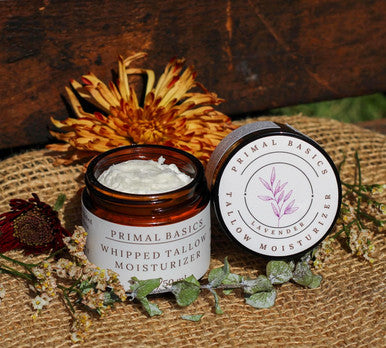 100% Grass Fed Grass Finished Whipped Lavender Beef Tallow Moisturizer/Body Balm For Face, Body, Oily, Dry, Sensitive Skin -Contains Vitamins A, D, E, K -Usa Made (1.7 Oz, Lavender)