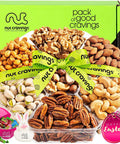 NUT CRAVINGS - Purim Mishloach Manot Mixed Nuts Gift Basket + Green Ribbon (7 Assortments, 1 LB) Ramadan Gifts Treats for Adults, Food Arrangement, Healthy Snack Care Package, Kosher