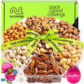 NUT CRAVINGS - Purim Mishloach Manot Mixed Nuts Gift Basket + Green Ribbon (7 Assortments, 1 LB) Ramadan Gifts Treats for Adults, Food Arrangement, Healthy Snack Care Package, Kosher