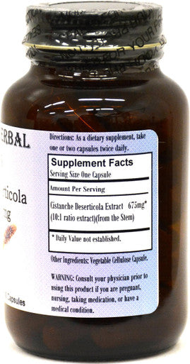 Cistanche Extract 10:1 - 60 675mg VegiCaps - Stearate Free, Bottled in Glass!