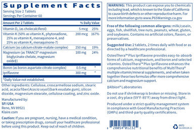 Klaire Labs Osteothera Plus Ipriflavone Tablets - Hypoallergenic & Multifactorial Calcium Complex & Isoflavone Derivative Bone Support Formula with Vitamin K, D3, Magnesium & Boron (120 Tablets)