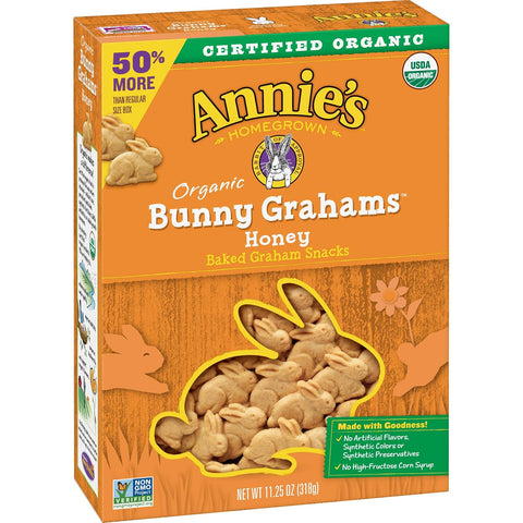 Annie's Organic Friends Bunny Grahams, Chocolate Chip, Chocolate, and Honey Baked Graham Snacks, 11.25 oz