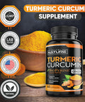 Built Nature Turmeric Supplement Tumeric Curcumin With Black Pepper And Ginger Curcuma Bioperine - 95% Curcuminoids Max Absorption, Natural Joint & Antioxidant, Non-Gmo, Vegan Gluten Free 60 Capsules