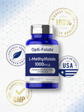Carlyle L Methylfolate 1000mcg | 200 Capsules | Value Size | Optimized and Activated | Non-GMO Gluten | Methyl Folate 5-MTHF | by Opti-Folate