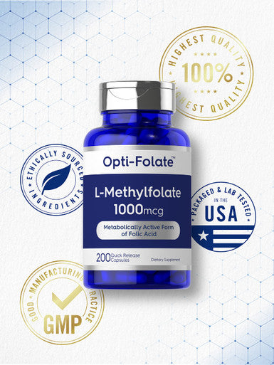 L Methylfolate 1000Mcg | 200 Capsules | Value Size | Optimized And Activated | Non-Gmo, Gluten Free | Methyl Folate, 5-Mthf