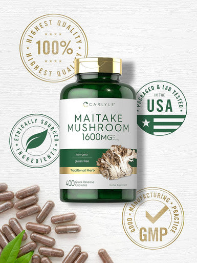 Carlyle Maitake Mushroom Capsules | 1600mg | 400 Count | Non-GMO & Gluten Extract | Mushroom Supplement