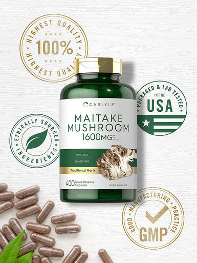 Carlyle Maitake Mushroom Capsules | 1600Mg | 400 Count | Non-Gmo & Gluten Free Extract | Mushroom Supplement
