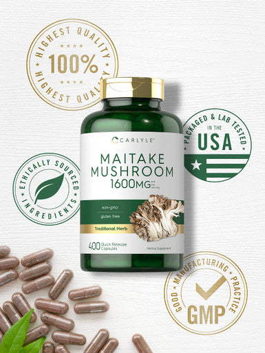 Carlyle Maitake Mushroom Capsules | 1600Mg | 400 Count | Non-Gmo & Gluten Free Extract | Mushroom Supplement