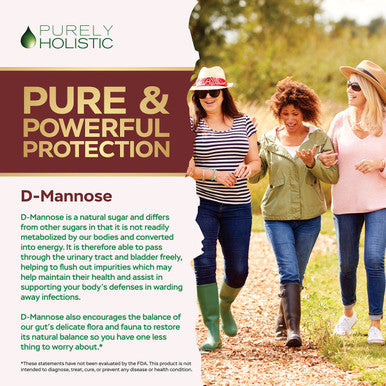Purely Holistic D Mannose 1300Mg, 3-In-1 Formula D-Mannose Capsules With Cranberry & Hibiscus, 240 Fast Acting Vegan Capsules, Natural Urinary Tract & Bladder Health Support, High Strength, For Men & Women