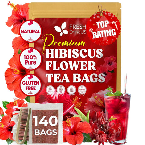 FreshDrinkUS, Premium 120 Mulberry Leaf Tea Bags, 100% Natural & Pure from Mulberry Leaves. Loose Leaf Herbal Tea. Made with Natural Material Tea Bags. No Sugar, No Caffeine, No Gluten, Vegan.