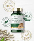 Carlyle Turkey Tail Mushroom Capsules | 1200mg | 200 Count | Non-GMO & Gluten Extract
