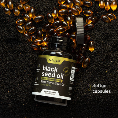 Black Seed Oil Capsules 100% Cold Pressed - Immune Support, Detox Aid, Inflammation Relief, Skin, Hair & Joint Health - Organic Black Cumin Seed, High Potency Nigella Sativa (90 Softgel Capsules)