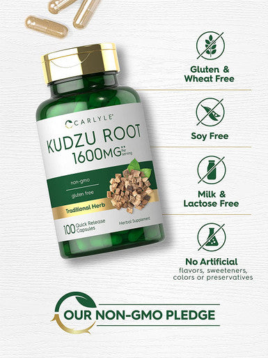 Carlyle Kudzu Root | 100 Extract Capsules | Non-Gmo And Gluten Free Formula | Traditional Herbal Supplement