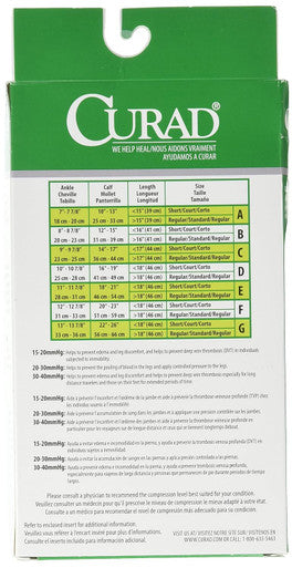 Curad Knee High Compression Hosiery 15-20 mmHg Black Size B (M) Medical Grade Support Stockings