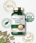 Carlyle Psyllium Husk Capsules | 1530mg | 240 Caps | High Potency Fiber Supplement | Non-GMO, Gluten Free