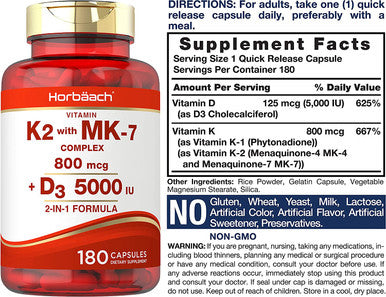 Calcium With Vitamin D3 | K2 D3 Vitamin Supplement | Bone And Joint Double Pack Bundle | By Horbaach