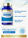 Carlyle Probiotics 100 Billion CFU | 90 Capsules | with Prebiotics for Women & Men | Vegetarian, Non-GMO & Gluten Free Supplement
