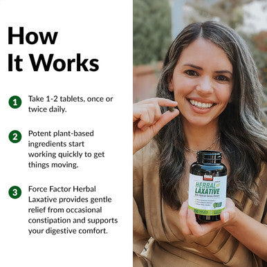 Force Factor Herbal Laxative for Constipation Relief for Adults Digestion Supplement Made with Senna to Cleanse Detox and Soothe Laxatives for Constipation for Women and Men 250 Tablets