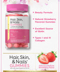 Carlyle Hair Skin And Nails Vitamins | 75 Gummies | With Biotin And Collagen | Gummy Supplement For Women | Strawberry Flavor