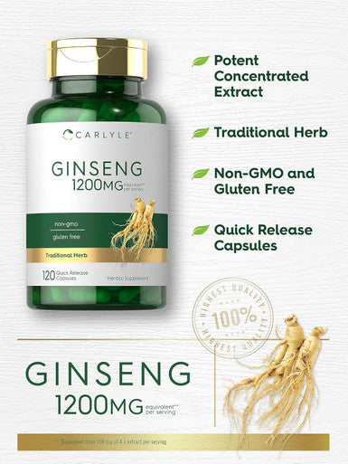 Carlyle Ginseng | 120 Capsules | 1200mg | Non-GMO and Gluten Supplement