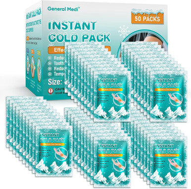 General Medi Instant Ice Cold Pack 4 x 5.5 Disposable Cold Therapy Ice Packs for Pain Relief Swelling Inflammation Sprains Toothache for Athletes and Outdoor Activities