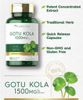 Gotu Kola Capsules 1500Mg | 180 Count | Non-Gmo, Gluten Free | Traditional Herb Extract | By Carlyle