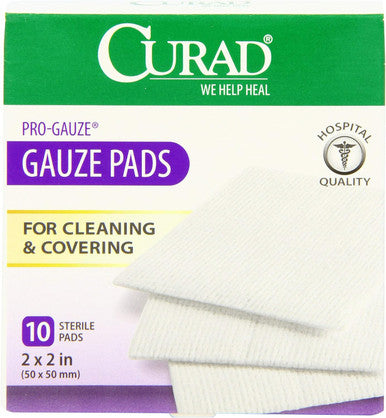 Curad Non-Woven Pro-Gauze 2" x 2" 10 Count Pack of 6
