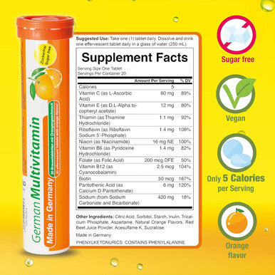 T&D German Immun Boost Package 60 Servings - Vegan, Zero Sugar - Drink Effervescent Tablets - Vitamin C, Zinc, Multivitamin Pharma - Made In Germany