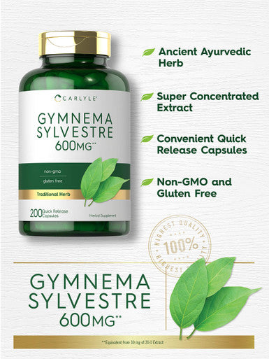 Carlyle Gymnema Sylvestre Capsules 200 Count Non-Gmo And Gluten Free