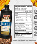 Barlean's Organic Lignan Flaxseed Oil Liquid Supplement From Cold Pressed Flax Seeds 7 230 Mg Ala Omega-3 Fatty Acids Cold Press Flax Seeds For Joint & Heart Health 32 Oz