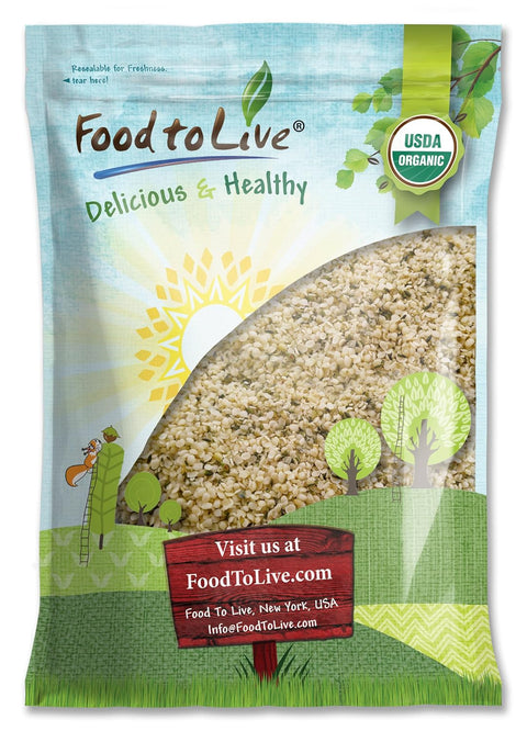 Food to Live - Organic Hemp Hearts, 2 Pounds Non-GMO Raw Hearts, Hulled, Shelled, Kosher, Vegan, Keto-Friendly. Good Source of Protein & Fiber. Great for Smoothies, Oatmeal, and Salads.