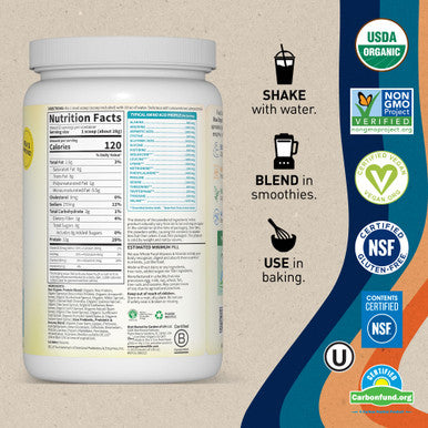 Garden of Life Organic Vegan Unflavored Protein Powder 22G Complete Plant Based Raw Protein and Bcaas Plus Probiotics and Digestive Enzymes For Easy Digestion Non-Gmo Gluten-Free Lactose Free 1.2 Lb
