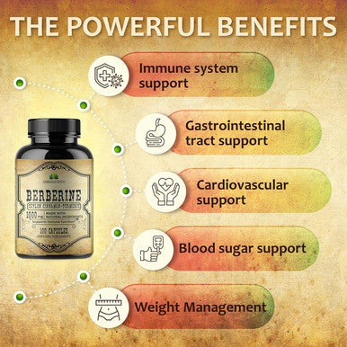 Herbalicious Berberine Capsules Ceylon Cinnamon & Turmeric - Berberine HCL Dietary Supplement for Men and Women Non GMO Berberine 1000mg Ideal for Immune Support Heart Cholesterol Level