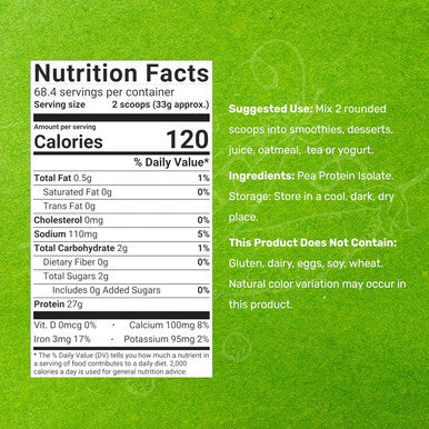 Deal Supplement Unflavored Pea Protein Powder 5lbs Premium North American Grown Peas Easily Digested Isolate Form Great for Shakes Bars or Snacks 27g Protein Serving Soy Vegan