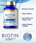 Carlyle Biotin 5000Mcg Softgels | 200 Count | Vitamins For Hair Skin And Nails | Non-Gmo, Gluten Free Supplement