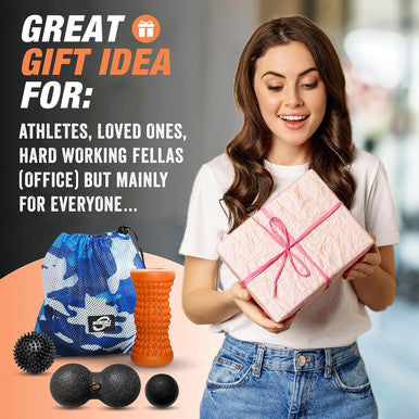 Invincible Fitness Foot Roller 4-In-1 Therapy Set For Tired And Achy Feet, Stress And Tension Relief, Trigger Point Therapy, Self-Myofascial Release, Deep Tissue (Orange)