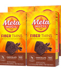 Metamucil, Fiber Thins, Daily Psyllium Husk Fiber Supplement, Supports Digestive Health And Satisfies Hunger, Chocolate Flavor, 4 Packs X 12 Servings (48 Total Servings)