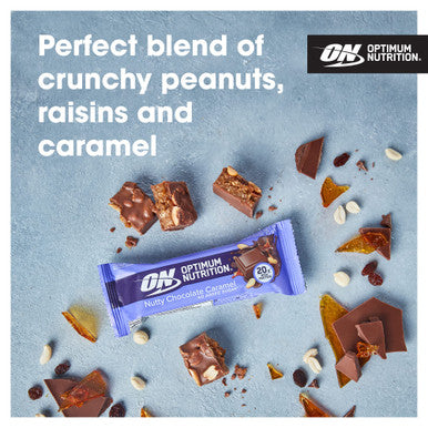 Optimum Nutrition Nutty Chocolate Caramel Crispy Protein Bars No Added Sugars On The Go Pre-Workout And Post-Workout Gym Snack For Men And Women 10 X 70 G