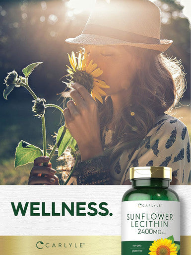 Carlyle Sunflower Lecithin Softgel Capsules 2400Mg 200 Count Rich In Phosphatidyl Choline Non-Gmo, Soy Free, Gluten Supplement